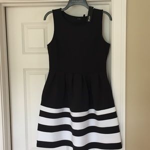 Fancy/casual black and white skater dress